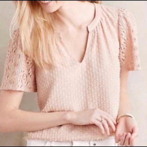 Anthropologie One September Cora Clip dot blouse S - Picture 3 of 17